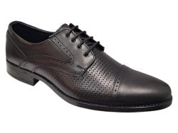 Ciucaleti Pantofi bărbați negri din piele naturală, cu șiret și inserții texturate - eleganți și rafinați GKR218N, marimea 38