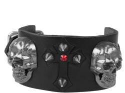 Leather & Steel Fashion brățară LEATHER & STEEL FASHION - Skull Cross Spike Red Krystal - LSF1 160