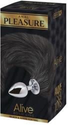 Alive Fox Tail M Dop Anal Negru Alb cu Coada de Vulpe 37 cm - 7.0 , 3, 2 cm