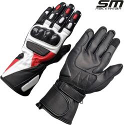 SM Racewear Manusi moto SM Racewear Striker Long - piele naturala dublata, protectii hard carbon si inchidere dubla incheietura-antebrat (MPS043-LR)