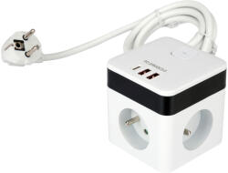 TOYA Prelungitor cu priză multiplă, cu aspect de lemn, USB și 3G, Z/U, 1, 5 m (72480)
