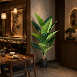  Planta artificiala Alocasia decorativa, 14 frunze, 170 cm, verde (AT1CT-IM1P-PL1D-JY107)