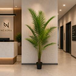  Planta artificiala palmier Kentia cu ghiveci, 200 cm, 15 frunze verzi (AT1CT-IM1P-PL1D-XWY200)