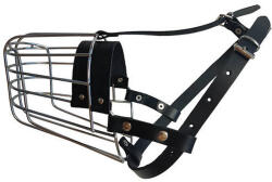 KT26 | Fémkosaras | Jól szellőző, bőrszíjas szájkosár kutyáknak - 0-s méret, 4 cm/6 cm/18 cm