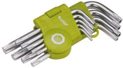 EXTOL CRAFT 3 év TORX kulcs klt. , rövid, Cr40, TÜV/GS; 9db, T10-T50, bliszteren, egyik vége lyukas (66010)