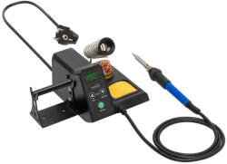 Somogyi Elektronic FPA60W digitális forrasztópáka állomás, hőfokszabályozós, 180-480°C, 60 W-os kerámia fűtőbetét, kalibrálható, tartozék tisztító szivacs és rézforgács - elektrosokk