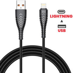 VEGER Cablu Date si Incarcare pentru Iphone, VEGER, USB la Lightning, 2.4A, 1.2m Negru (6970453554617)
