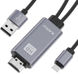 KakuSiga Adaptor HDMI KakuSiga, Compatibil cu Apple, USB, tip Lightning, 1 m, Gri (6921042118161)