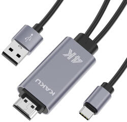 KakuSiga Adaptor HDMI KakuSiga, USB-C, USB, Transmitere imagine si sunet, 1 m, Gri (6921042118178)