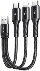 JOYROOM Cablu de incarcare Joyroom 3in1, USB - Lightning/USB tip C/Micro USB, 3.5A, 15 cm, Negru (S-01530G9)