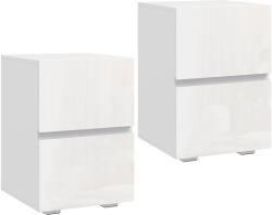 HOMCOM Set de 2 Noptiere cu 2 Sertare, Alb | Aosom Romania (83D-310V90WT)