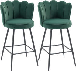 HOMCOM Set de 2 taburete de bar, scaune de bar cu spătar și suport pentru picioare, picioare din oțel, 54 x 55 x 97 cm, verde închis | Aosom Romania (83A-349V00DG)