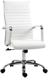Vinsetto irodai szék, ergonomikus íróasztali szék hintafunkcióval, állítható magasságú forgószék, műbőrrel, fehér (921-383WT)