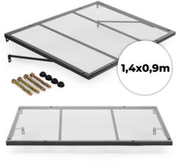 MultiGarden Műanyag előtető, MultiGarden AW-090, 140 x 90 cm, fekete, polikarbonát tetőpanel, horganyzott acél tartóelemek, szerelőkészlettel (TF5100)