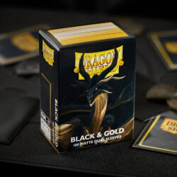  Dragon Shield Sleeves - Standard size - Matte Dual - Black & Gold (100 Sleeves) (5706569150693)