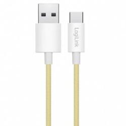 LogiLink USB 2.0 Type-C Cable C/M > A/M, Nylon, 60W yellow 1.5m