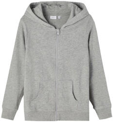 NAME IT Hanorac gri unisex cu gluga fermoar si buzunare 116/152 gri (12D32C)