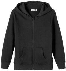 NAME IT Hanorac baieti cu glugă, buzunare si fermoar, 116/164 Negru / Negru (13BE8D)