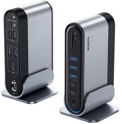 Baseus 17 az 1-ben Dokkoló Állomás 4K HDMI x2 DP x1 3 Monitorhoz 100W PD USB 3.0 x3 LAN SD/TF Kártyaolvasó Audió Hub Windows Mac Laptophoz