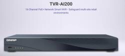 QNAP TVR-AI200 16-Channel PoE+ Network Smart NVR, CPU ARM Quad-core Cortex-A55 up to 2.0GHz 64-bit ARM, procesor Mali-G52, memorie 4 GB, drive bay 2x 3.5-inch SATA 6Gb/s (TVR-AI200)