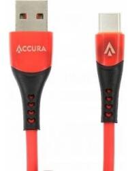 Accura USB-A - USB-C 1.0mm rubber 5V/2A red