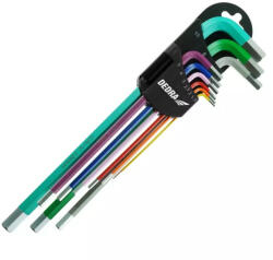 Dedra imbuszkulcs készlet 1.5-10 mm 9 db-os extra hosszú, színkódos (06F205)