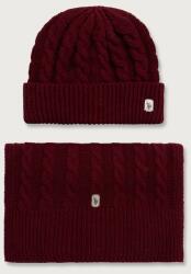 U. S. Polo Assn U. S. Polo Assn. férfi szett gyapjú hozzáadásával CABLE KNIT SET - burgundia Univerzális méret