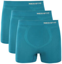 Nedeto 3PACK férfi boxeralsó Nedeto varrás nélküli bambusz petrolkék (3NBBL1) XL