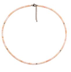  Colier Opal Roz Rotund Fatetat 4x4 mm cu Argint 925 sau Inox 316L 1 Buc