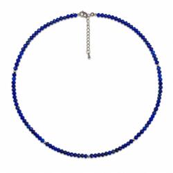  Colier Lapis Lazuli Rotund Fatetat 4x4 mm cu Argint 925 sau Inox 316L 1 Buc
