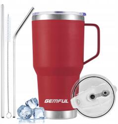 GEMFUL Szigetelt kávés pohár 900 ml autós irodai meleg/hideg italokhoz női ajándék (GX022)