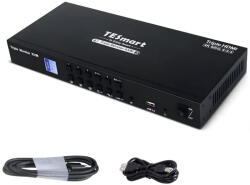 Tesmart Triple Monitor HDMI KVM Switch - 4 Számítógép, 3 Monitor, 4K 60Hz, USB és Hang Megosztás (HKS0403A1U-EUBK)