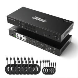  TESmart Dual Monitor DisplayPort KVM Switch - 8x2 (4 PC, 2 Monitor) 4K@60Hz, EDID, Hot Plug, USB 2.0, Pass-Through, DCCI (X0019SWDB9)