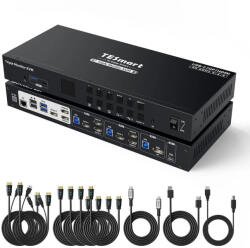 TESmart MST KVM Dokkolóállomás 3 Monitorhoz 4K 60Hz - 1 Laptop + 3 PC (HDC403-P23-EUBK)