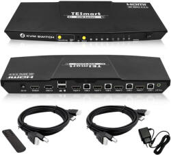 Tesmart HDMI KVM Switch 4x1 - 4K@60Hz, HDR10, Dolby Vision, USB 2.0, Audio kimenet (HKS0401A1U-EUBK)