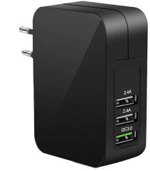 Amoner USB Gyorstöltő Hálózati Adapter - 3 USB Port, 3A (X000XJRE0F)