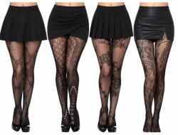 Yulaixuan Mintás Magas Derekú Harisnyanadrág Szett - 4 db, Egy Méret (155-175 cm, 40-70 kg) (X0011X5D1J)