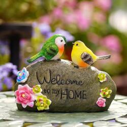 JeeYee Kültéri Napelemes Madaras Szolár Díszlámpa "Welcome to My Home" Felirattal - Kerti LED (X001SRINI3)