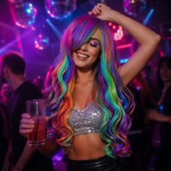 Adorel Szivárvány paróka női, hosszú göndör - hőálló szintetikus haj, cosplay és party, hajhálóval (X000X5RVCF)