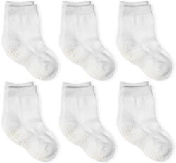 BShopy Csúszásmentes PVC Baba Zokni Szett - 6/12 Pár Légáteresztő Pamut Zokni Több Színben Fehér - 6-12 Hó (6Pár) (X00124OENZ)