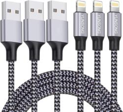  MFi-Tanúsítvánnyal Rendelkező iPhone 1m-es Nylon Fonott Györstöltő USB Kábel 3db (X001JQUXNL)