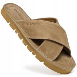 PanSzew Férfi flip-flop papucs Nubuk bőr papucs természetes bőr Crossline PanSzew (Kapcie Męskie Skórzane Laczki Góralskie 40 B)