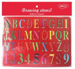 Daco Sablon pentru desen, litere si cifre, 25 x 20 cm, plastic, multicolor (SB002A)