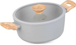 Magic home Oala ceramica cu capac de sticla, manere lemn, 4 L, 24 cm, MagicHome Harmony (8010070)
