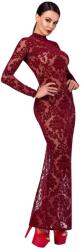 Noir Kink Royal Rochie Lungă Burgundy cu Mâneci Lungi și Decupaj la Spate - Roșu , L