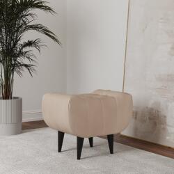 haaus Taburet Tapitat Atlas, Crem deschis, tapiterie mixta cu piele naturala, 60 x 40 x 47 cm (930165)