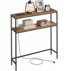 Songmics Keskeny Oldalsó Dohányzóasztal 80 cm Konzolasztal Usb Tápállomással (LNT135KD01)