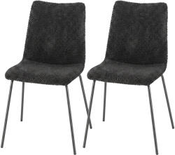 HomCom Set de 2 Scaune de Sufragerie, Scaune Bucătărie Tapițate în Catifea, Spătar Curbat, Picioare Metalice, Gri Închis | Aosom Romania (83A-580V00CG)