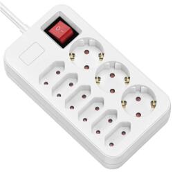 Roline Prelungitor cu 9 prize, 3x Schuko, 6x Euro, 1, 5 m, alb (19.07.1502-10)