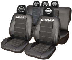  Nissanre szabott univerzális műbőr és alcantara üléshuzat készlet, fekete